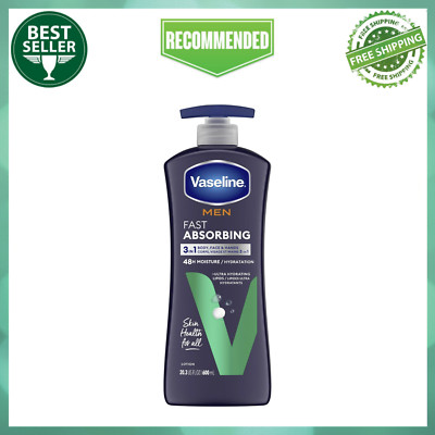 Vaseline Men Fast Absorbing Non Greasy Body Face and Hand Lotion, 20.3 fl oz NEW