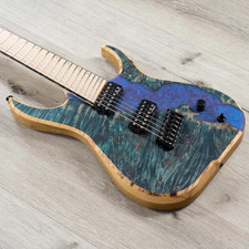 Skervesen Raptor 7 7-string Multi-scale Guitar, Maple, Blue Hybrid Poplar Burl