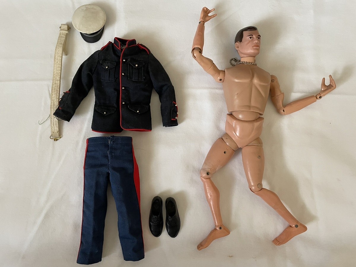 VINTAGE GI JOE 1964 MARINE PAINTED BROWN HAIR Dress Blue Uniform