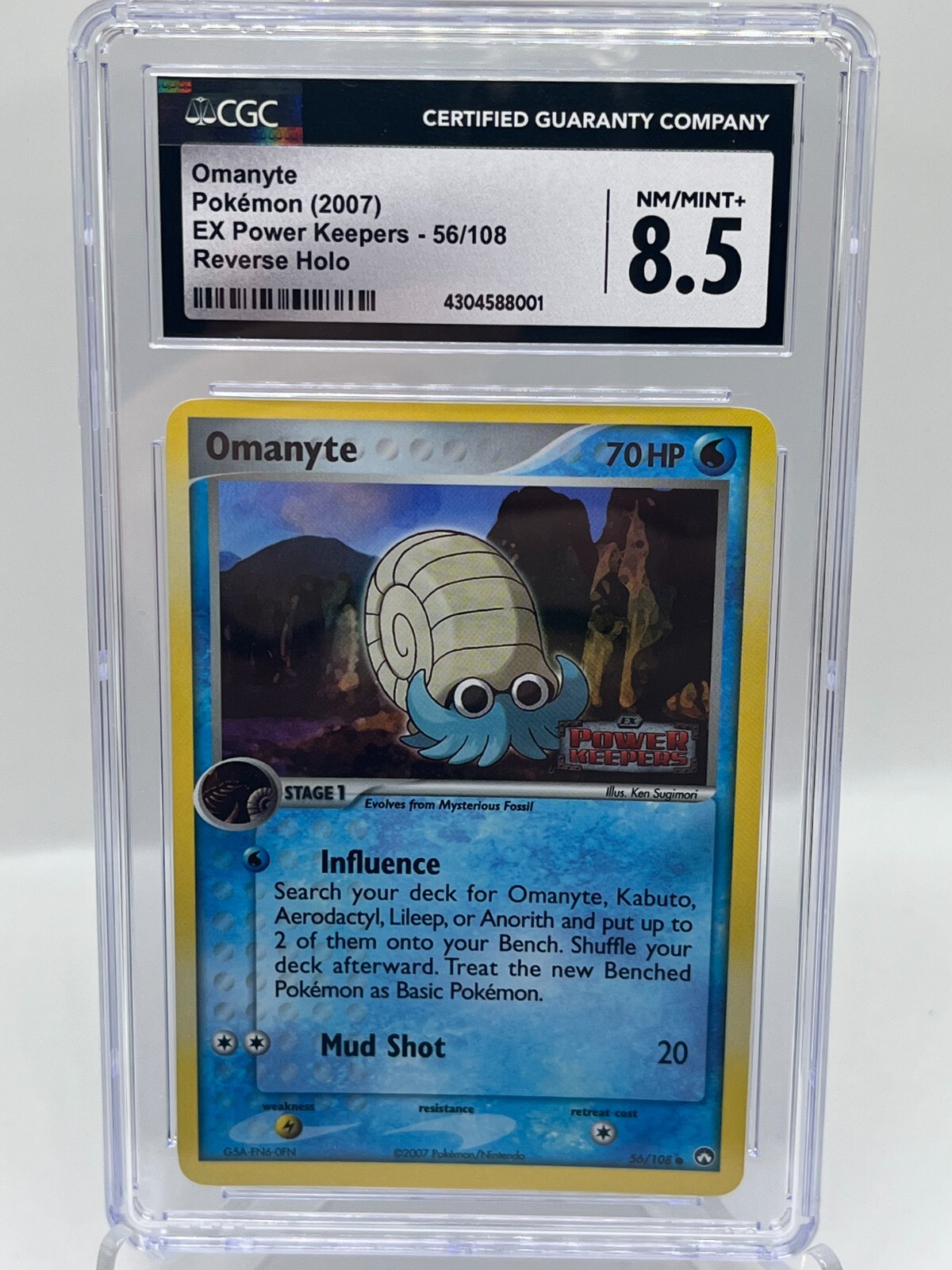 Omanyte 56/108 EX Power Keepers Reverse Holo Vintage Pokemon Card CGC 8.5 NM/M+
