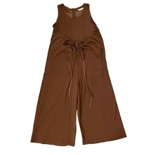 Grade & Gather Jumpsuit Womens S Brown Gauze Wide Leg Hippie Boho Gypsy Peasant