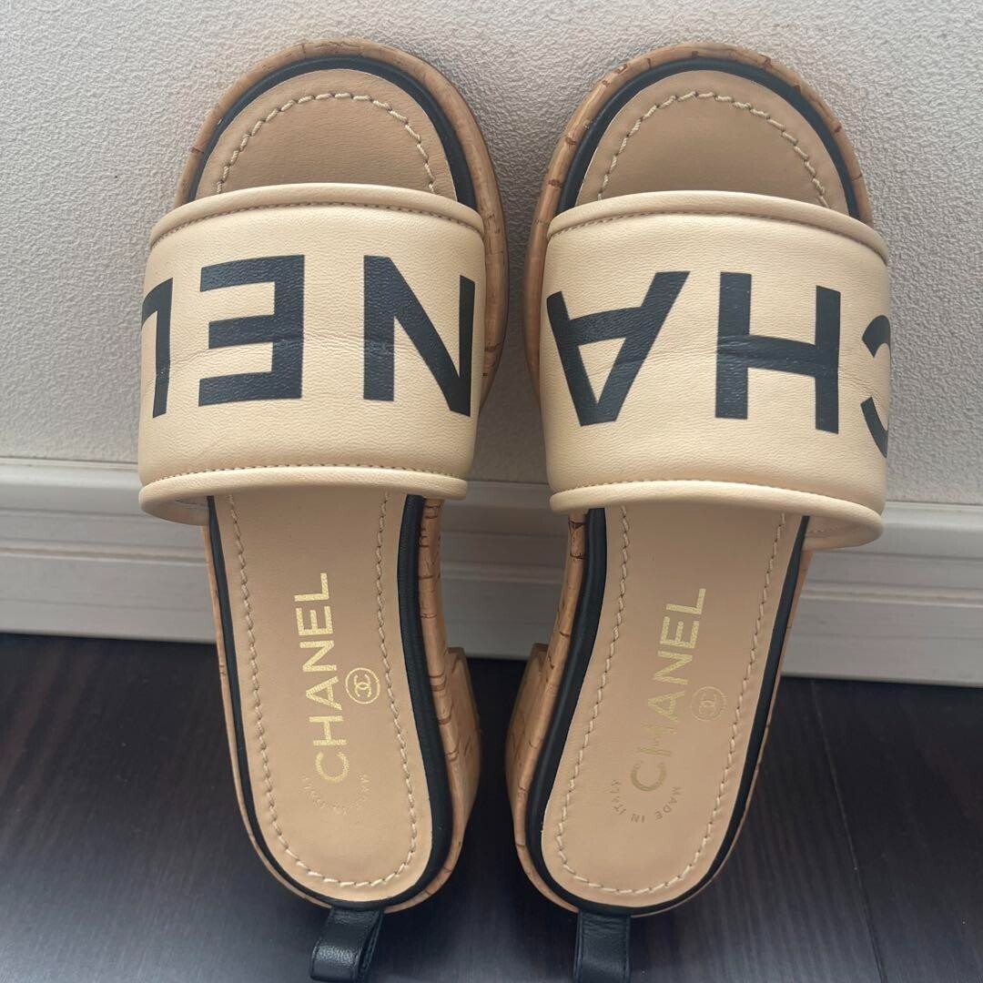 CHANEL Big Logo Low Heel Sandals Mules Shoes Women Size EU  display picture 1