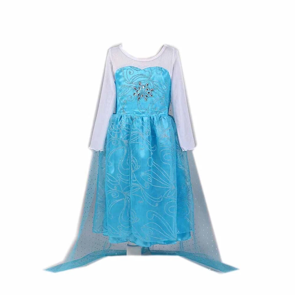Disney Niñas Princesa Frozen Vestido Elsa Anna Fiesta Boda Cumpleaños Vestido Elegante Foto 2 de 4
