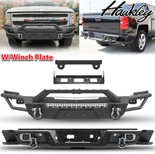 For 2007-13 Chevy Silverado 1500 Front Bumper/Rear Bumper w/Winch Plate+Shackles