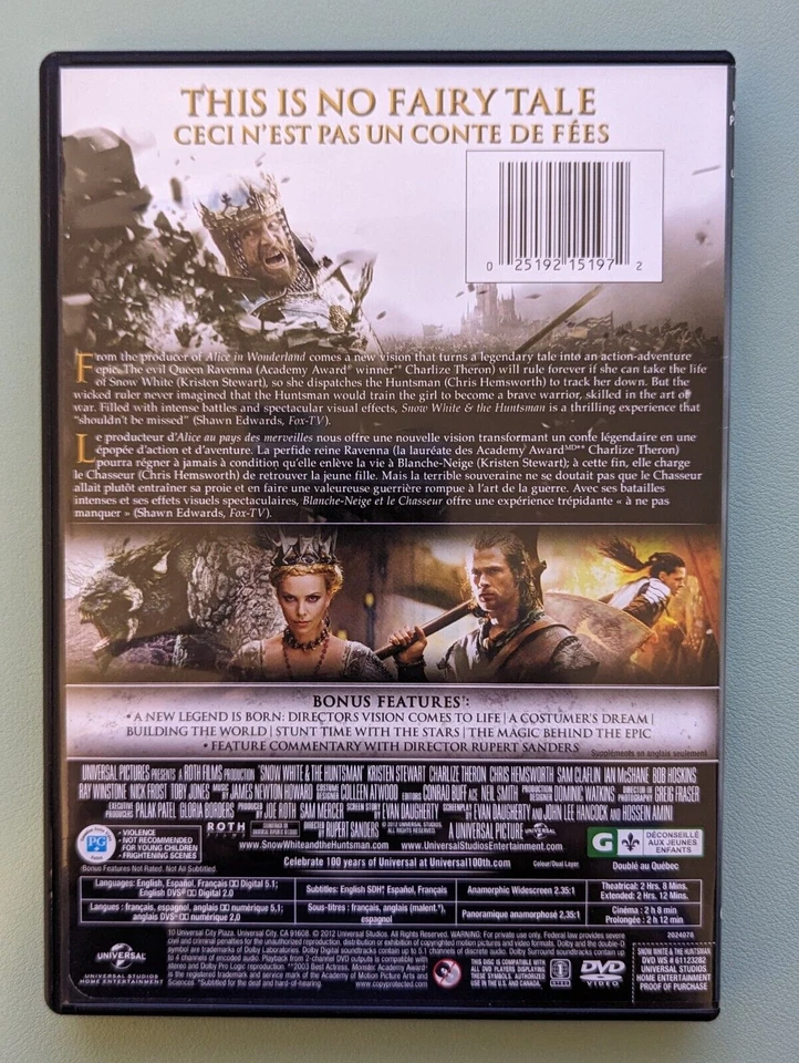 Snow White and the Huntsman (DVD, 2012, Extended Edition) - Image 2 of 4