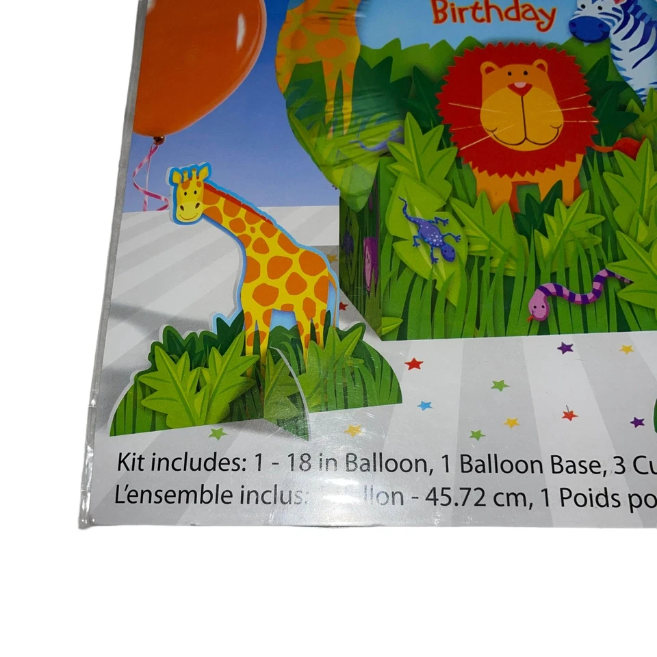 Raro Amscan Animales de la Selva Globo Mesa Decoración Feliz Cumpleaños Fiesta León Foto 4 de 4