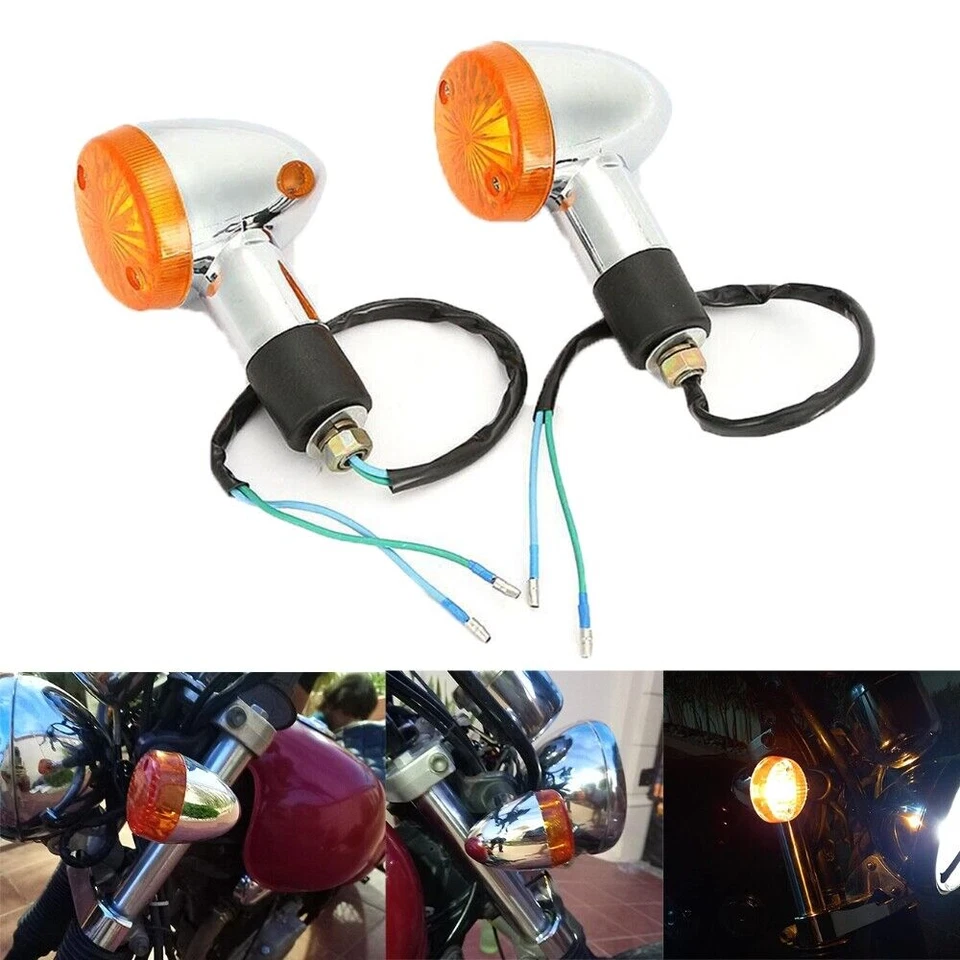 For Kawasaki Vulcan VN 500 900 1800 Motorcycle Amber Turn Signal Blinker Lights - Изображение 4 из 4