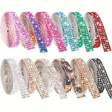 Self Adhesive Rhinestone Strips Diamond Bling Crystal Ribbon Sticker Wrap DIY