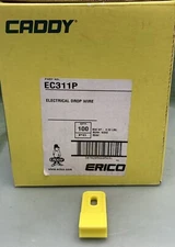 QTY 100 ERICO CADDY EC311P Plastic Electrical Drop Wire Securing Clip, 1/4" Hole
