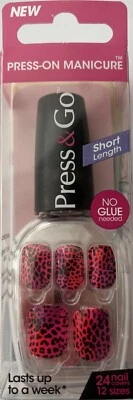 BROADWAY imPRESS 24 short press on false nails in pink leopard *3 FOR 2*
