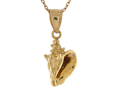 10k oder 14k Gelbgold beeindruckender hochpolierter süßer Anhänger Sea Life Muschel