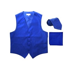 New Formal Men's paisley Tuxedo Vest Waistcoat Necktie Hankie Royal blue