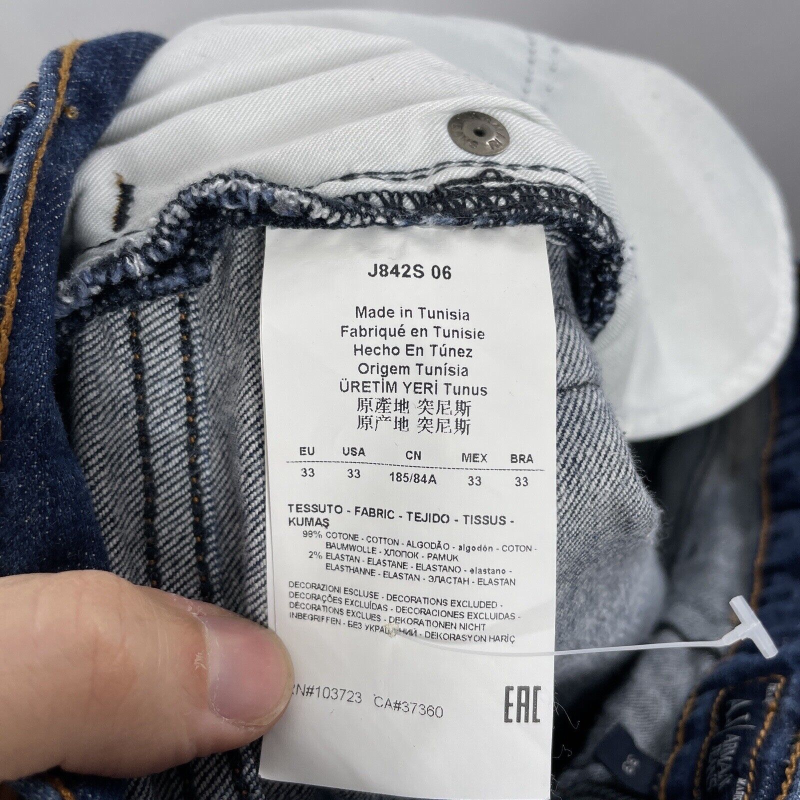 Armani Jeans Mens W33 L33 Blue J45 Slim Stretch D… - image 17