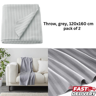 2 IKEA VITMOSSA Fleece Überwürfe grau 120x160cm weich bequem für Schlafsofa Stuhl