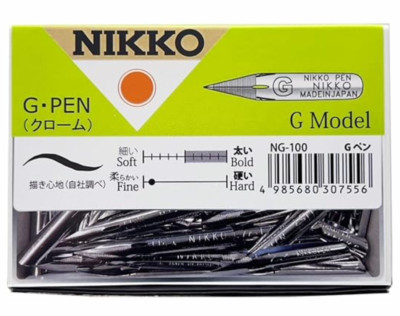 Nikko G-Pen tip Comic Pen Nibs NG100 Box of 100 Nibs for Drawing, Manga & Inking
