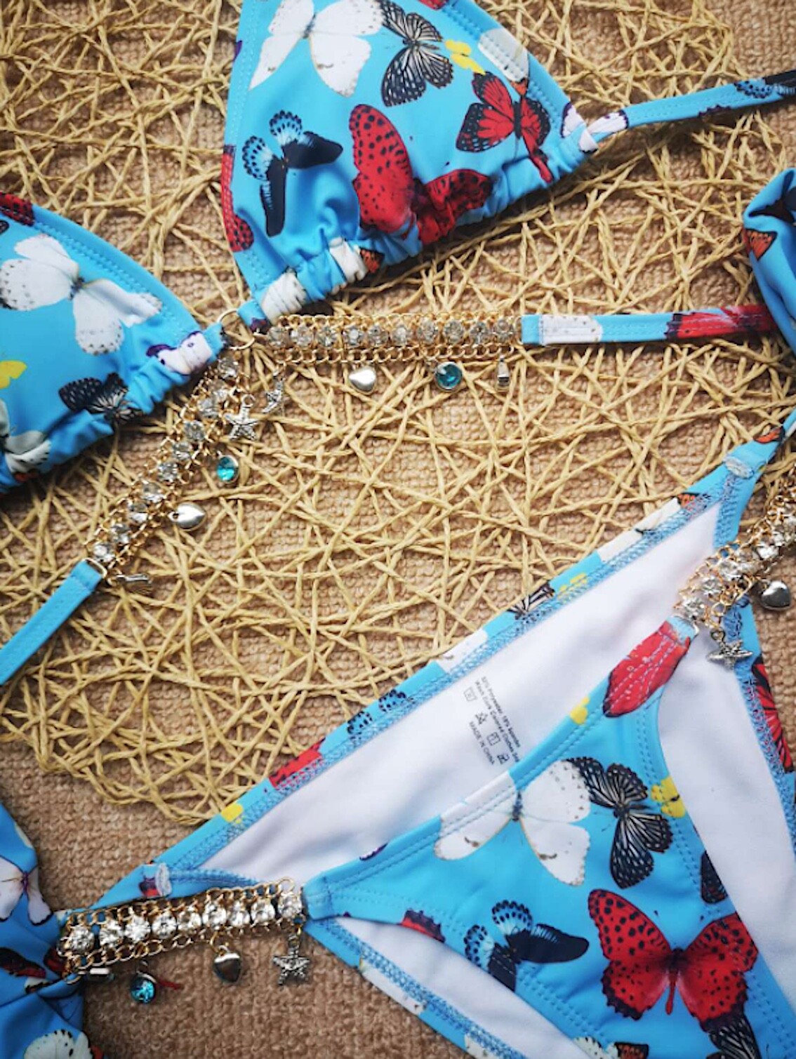 Image 26 - Femme Bikini Brésilien Triangle avec Strass Femme Maillot de Bain 2 pcs 550142