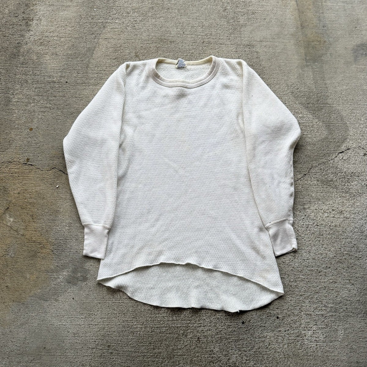 Vintage 70s Streetwear Mens S Thermal Waffle Knit Long