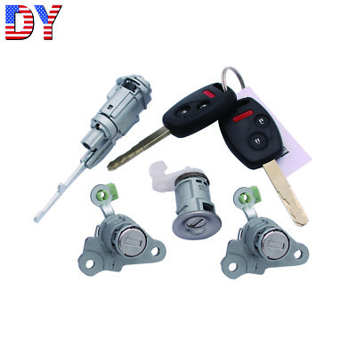 Door Lock Set and Ignition Cylinder Fit for 04-08 Honda Fit w/ Remote key Shell