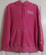 Women's Pink Aeropostale A87 Long Sleeve Hoodie Hooded Sweatshirt Size M