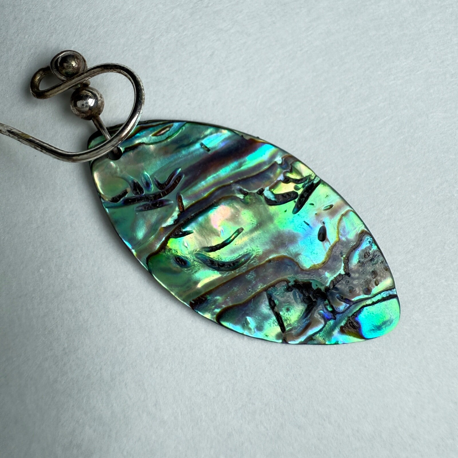 Sterling Silver 925 Abalone Shell Leaf-Shaped Dan… - image 3