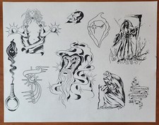 1989 OLD VINTAGE Greg Ardron Traditional Tattoo Flash Sheet Sydney AUS Devil