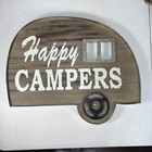 Motorhome Happy Camper Brown Wood & Metal Trim Wall Home Decor