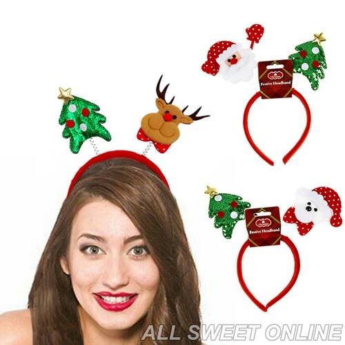 3x Christmas Party Boppers Adults Kids Headband Santa Reindeer Xmas Costume AU - Picture 12 of 12