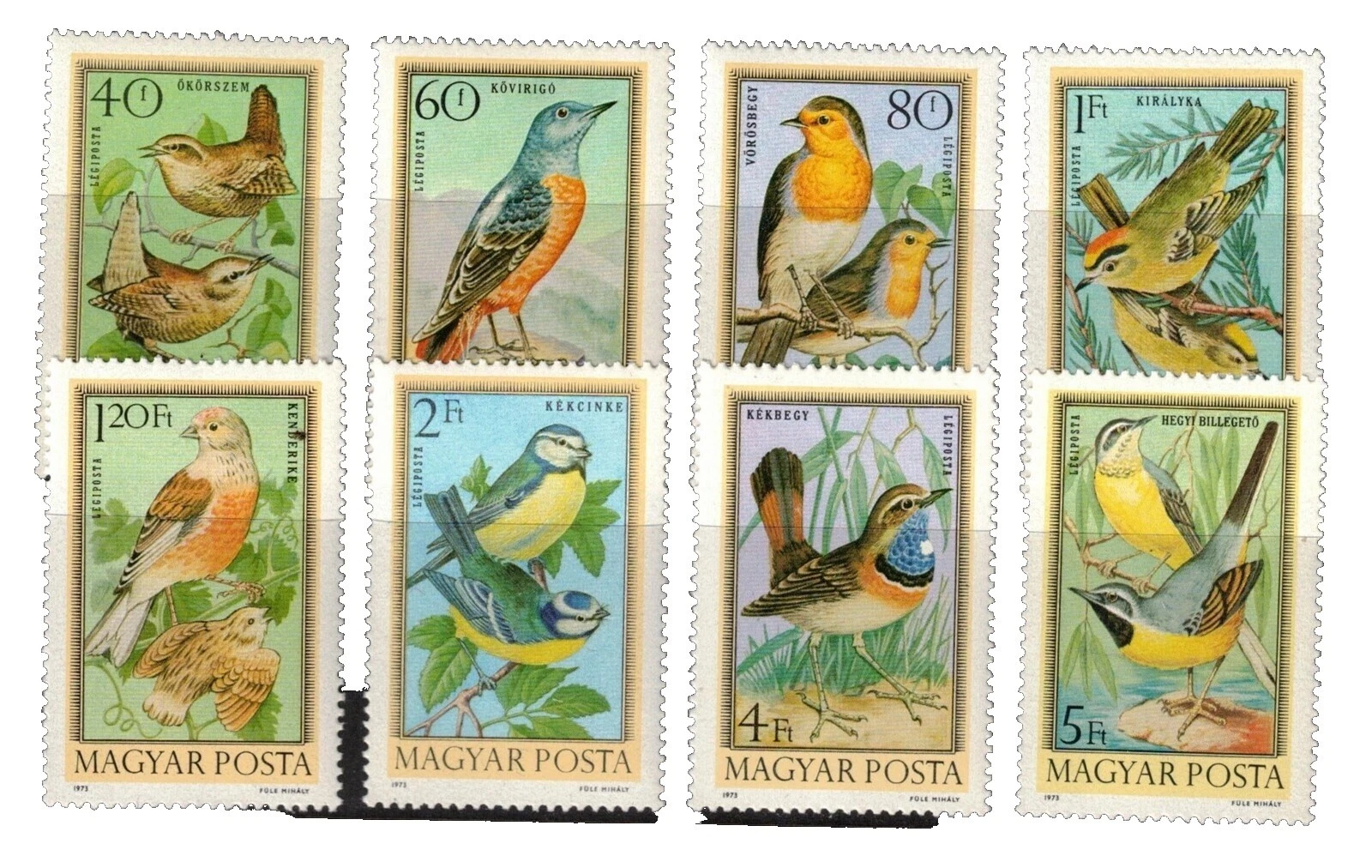 Mint Never Hinged/MNH Birds Hungarian Stamps