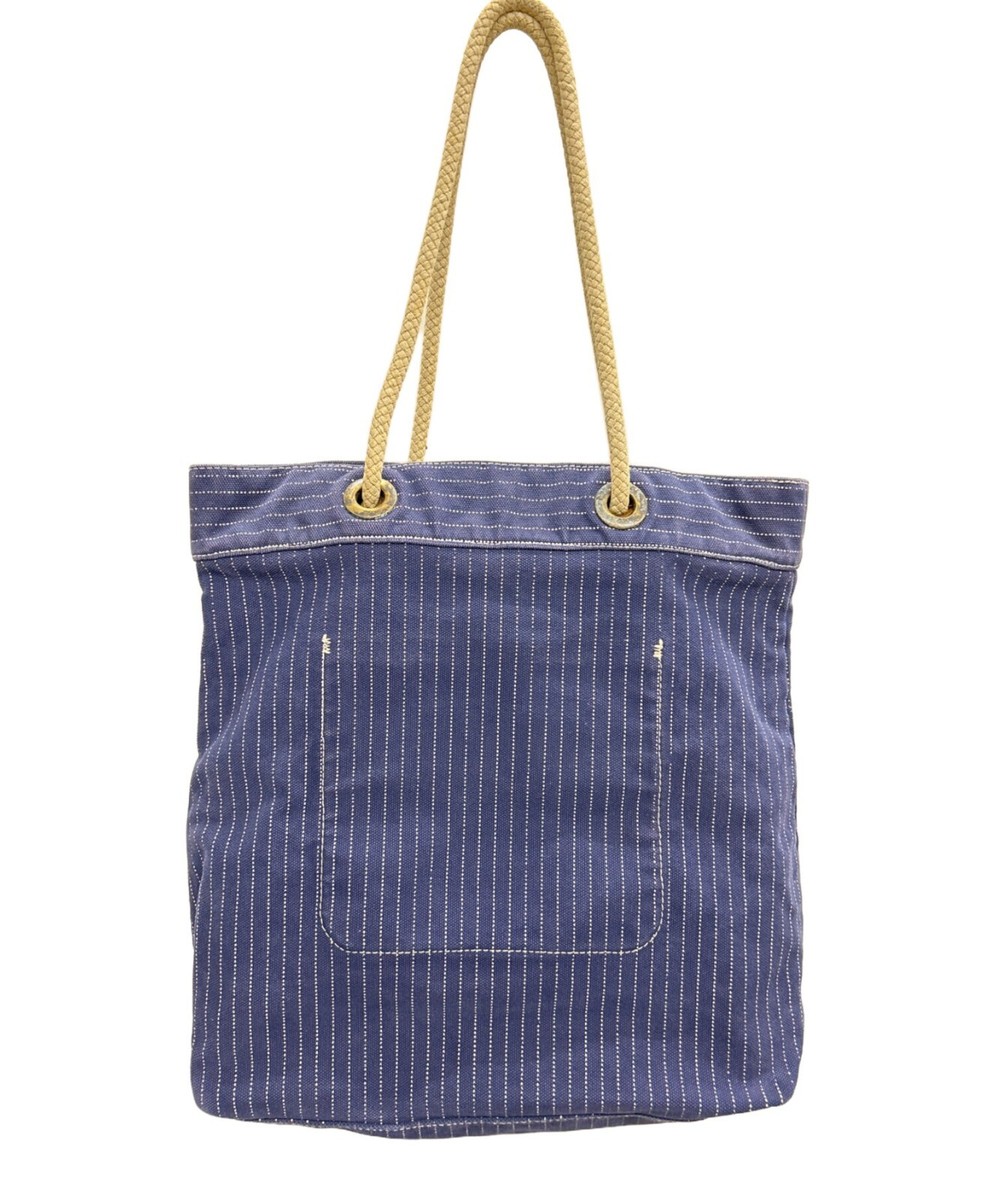 RRL RALPH LAUREN men's Stripe canvas tote bag Navy Casual Logo