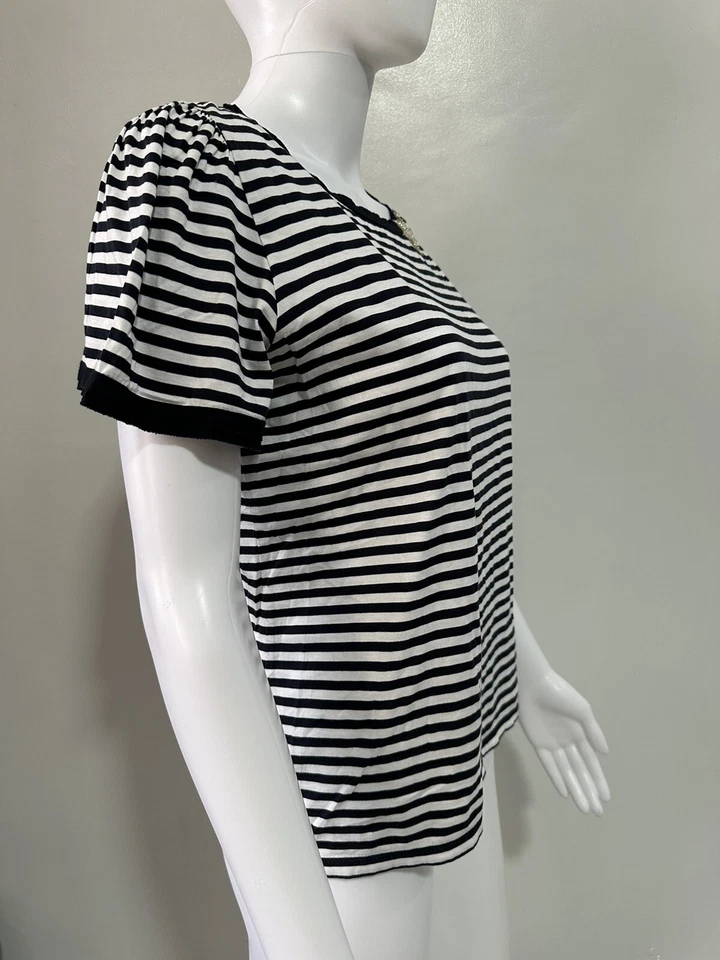 LANVIN EN BLEU Applique 条纹上衣黑色/白色 38 码 — 第 4/4 张图片