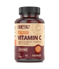 DEVA VEGAN VITAMIN C - 500 MG WITH ZINC & ELDERBERRY 90 Tablets