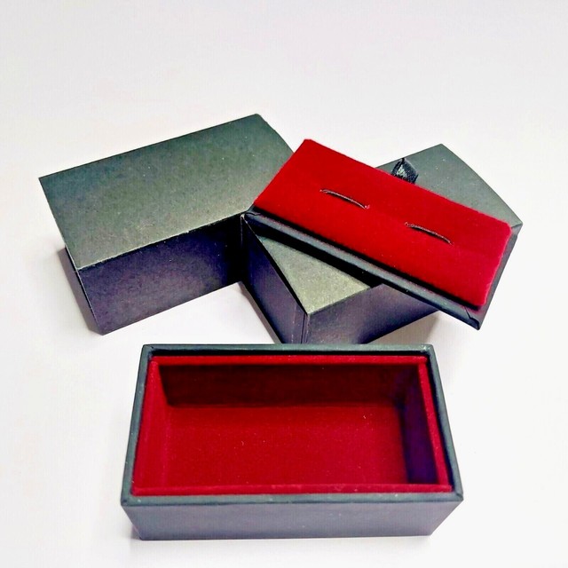 Men Cufflinks Storage Boxes Black PU Leather Jewellery Display Holder