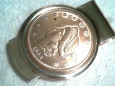 VINTAGE 1854 GOLD COIN REPLICA MONEY CLIP made in USA