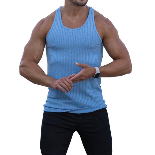 Men Muscle O-Neck Fit Tank Tops Bodybuilding Training Workout Gym Fitness Vest ṑ - Picture 8 of 24