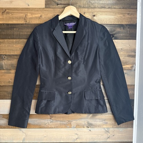 Ralph Lauren Purple Label, Ralph Lauren Purple Label Women’s Black Silk Blazer 2 Vintage Old Money Luxury