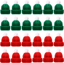 24 Pieces Mini Knitting Hats Mini Doll Hats for Christmas Ornaments DIY Art and