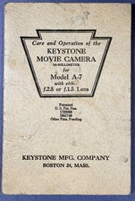 1947 Manual Care and Operation of the Keystone Movie Camera Model A-7 16mm