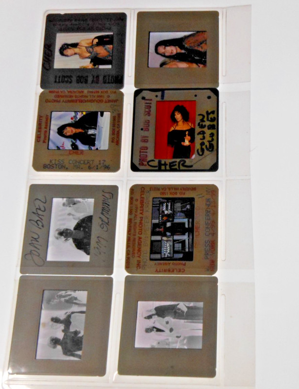 Vintage CHER 35mm Slide Lot (8) Celebrity Press Photos Oscars Golden Globes