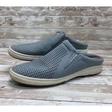 Earth Origins Shoes Mules Blue Sz 8 Perforated Leather Slip On Comfort Clogs
