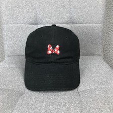 Disney Minnie Mouse Hat Cap Strap Back Womens Adjustable Black Bow Embroidered