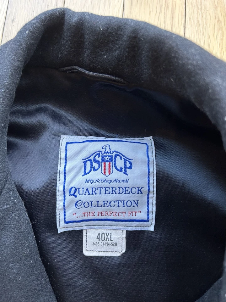 Vtg U.S Navy USN DSCP Sterlingwear Military Naval Kersey Wool Blue Pea Coat 40XL - Image 4 of 4