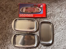 3x Aufschnittplatte  Cold-meat Edelstahl 18/10, Spülmaschinengeeignet 36*20