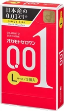 OKAMOTO ZERO ONE 001 Size Large Ultra thin Condom 3pc - Ship from California
