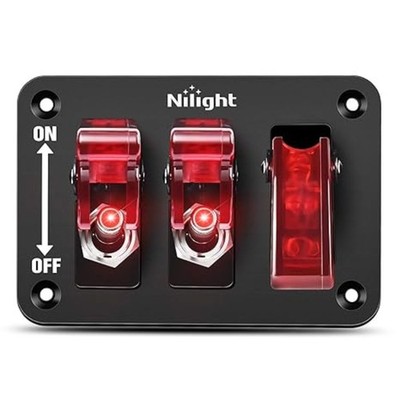 3 Gang Toggle Switch 12V Rocker Switch Panel with LED Light and Flip Cover Heavy