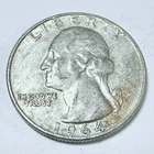 1964-D Washington Quarter, 90% Silver Circulated Coin #5628