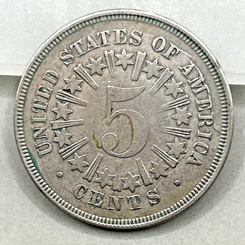 1867 with Rays Shield Nickel Choice XF+