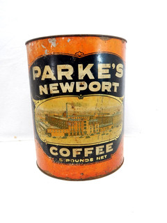 1890's Parke’s Newport 5 Pound Coffee Empty Tin "RARE"!!!