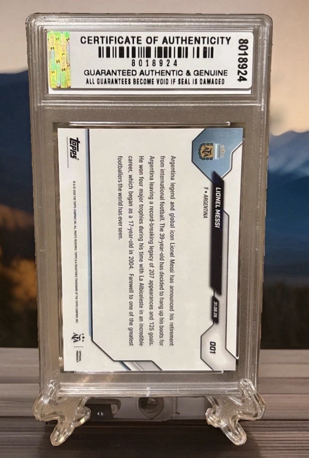 LIONEL MESSI 2026 TOPPS NOW #001 GRADED GEM-MT 10 “THE END OF AN ERA”’COA! view 2