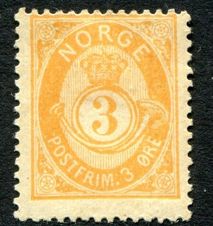 (755) FAIRLY GOOD 1886 NORWAY 3o ORANGE SG84 MOUNTED MINT. CREASE AT BOTTOM