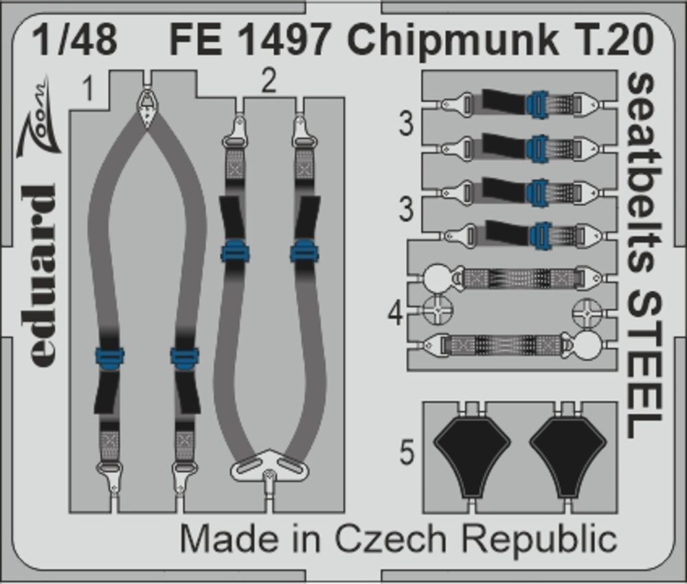 Eduard Accessories FE1497 - 1:48 Chipmunk T.20 Seatbelts STEEL For AIRFIX - New